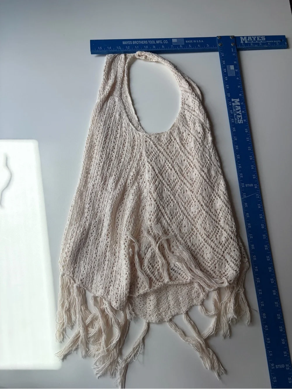 Mossimo Supply Co. Cream Open-Knit Fringe Cover-Up